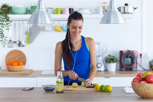 A woman making a healthy drink